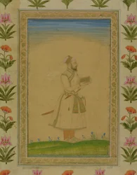 Stehende Figur eines Edelmanns, ein Buch haltend, aus dem Small Clive Album